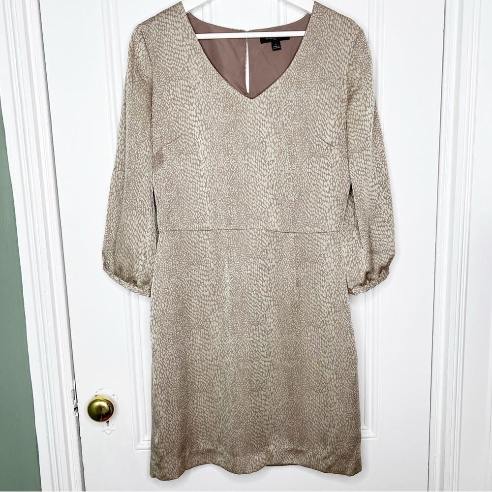 Banana Republic brown and tan snake skin print sheath dress size 6 animal print